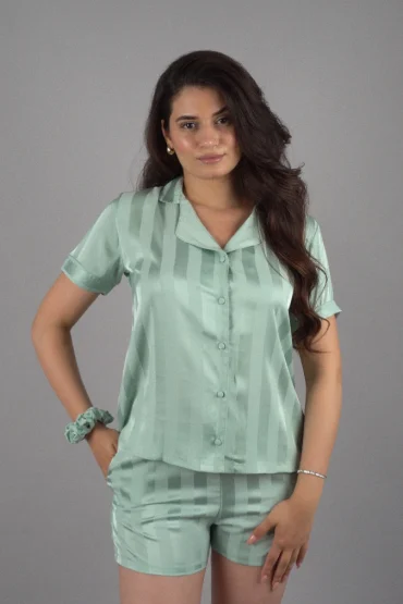 Pack Pyjama Femme en Satin de Soie Rayé |  6 pièces