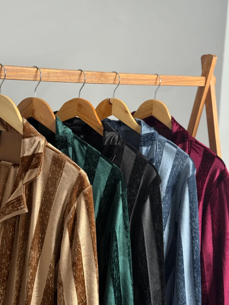 Ensemble Pyjama Velours Rayé
