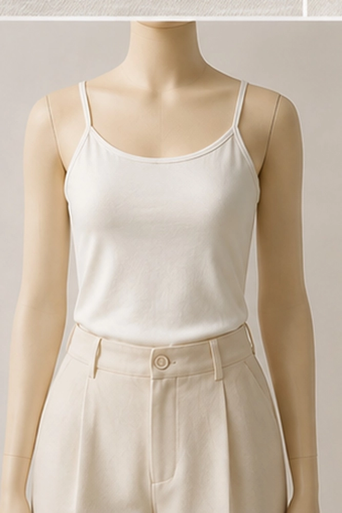 Pyjama satin beige, léger et élégant, parfait pour des soirées confortables en tenue d'intérieur chic.