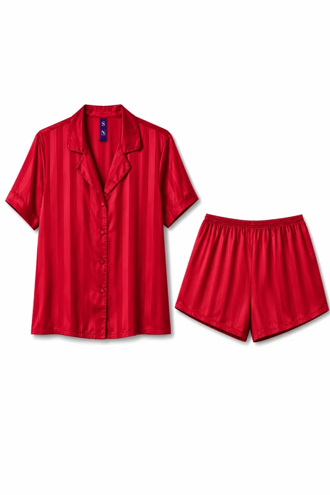 Pack Pyjama Femme en Satin de Soie Rayé